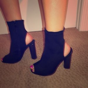 Black peep toe booties